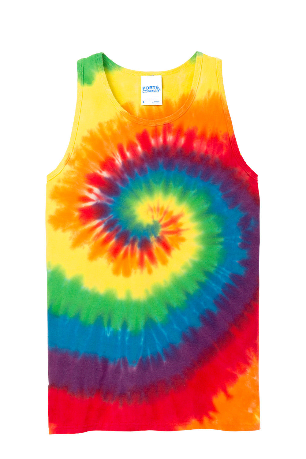 Port & Company PC147TT Mens Tie-Dye Tank Top Rainbow Flat Front