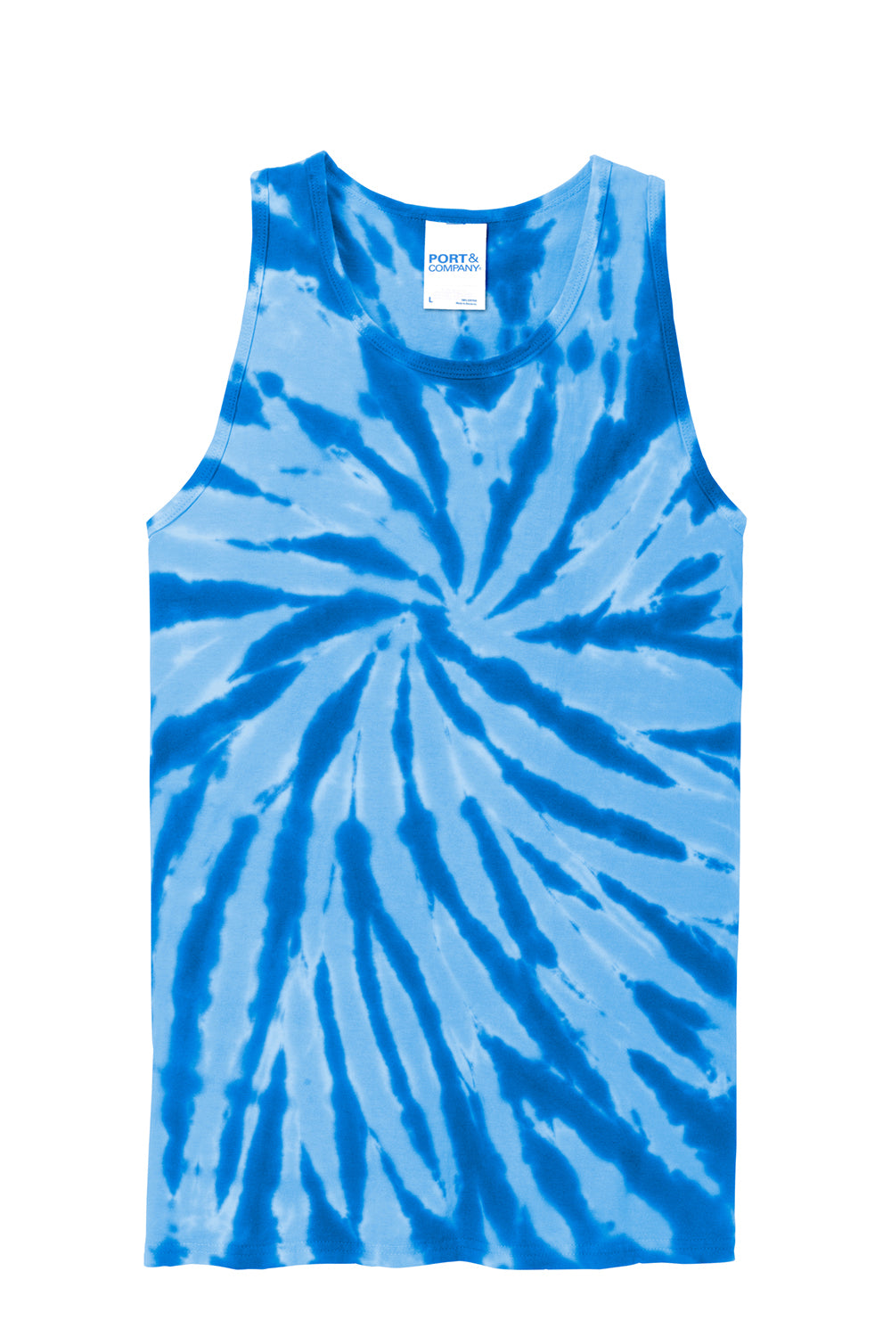 Port & Company PC147TT Mens Tie-Dye Tank Top Royal Blue Flat Front