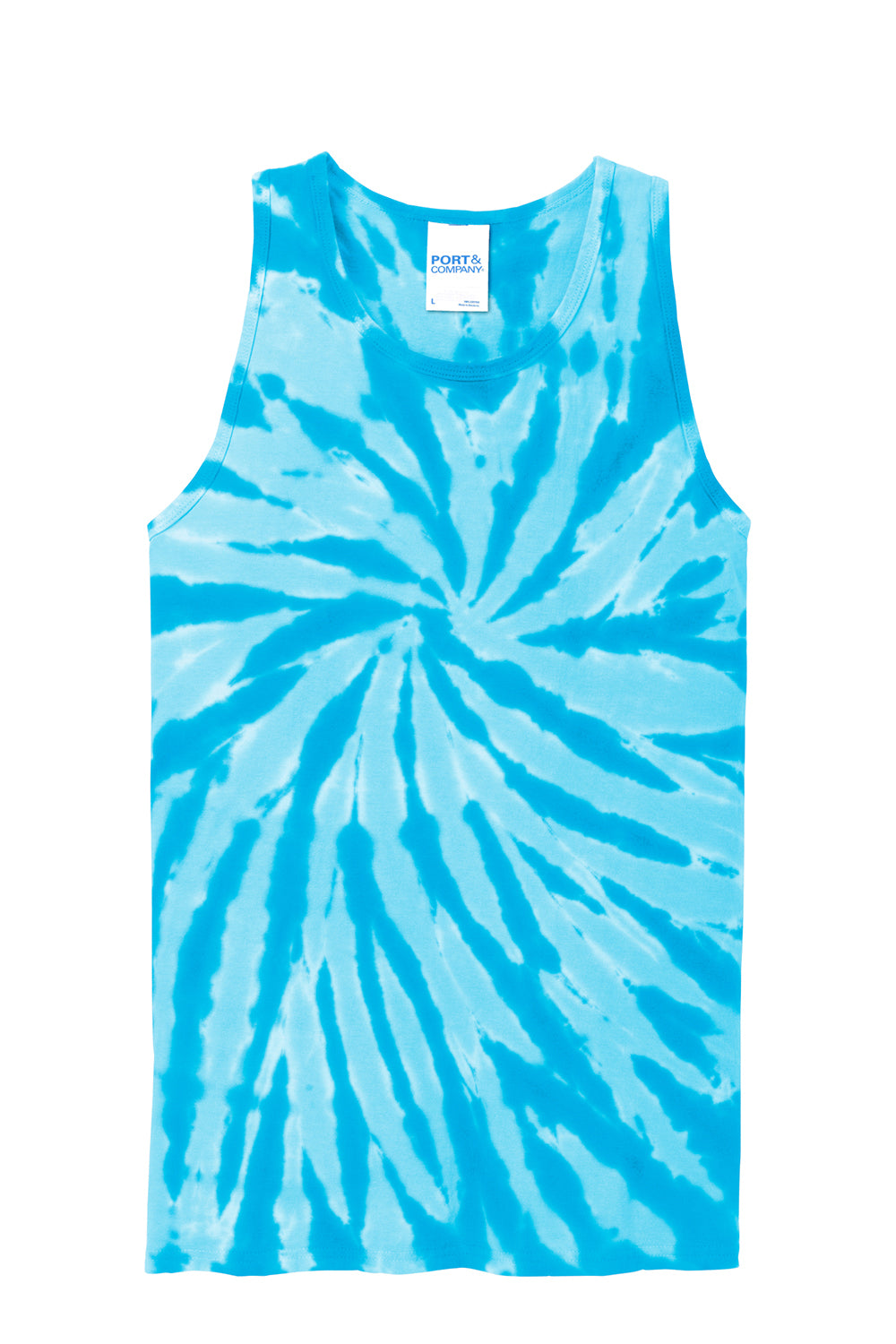 Port & Company PC147TT Mens Tie-Dye Tank Top Turquoise Blue Flat Front