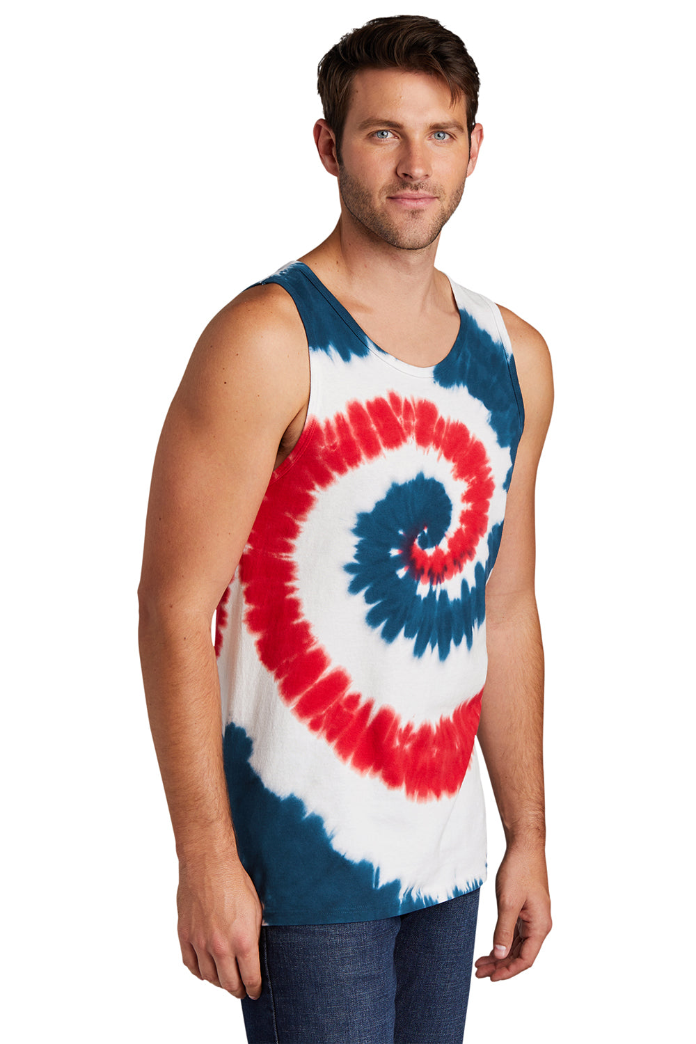 Port & Company PC147TT Mens Tie-Dye Tank Top USA Rainbow Model 3q