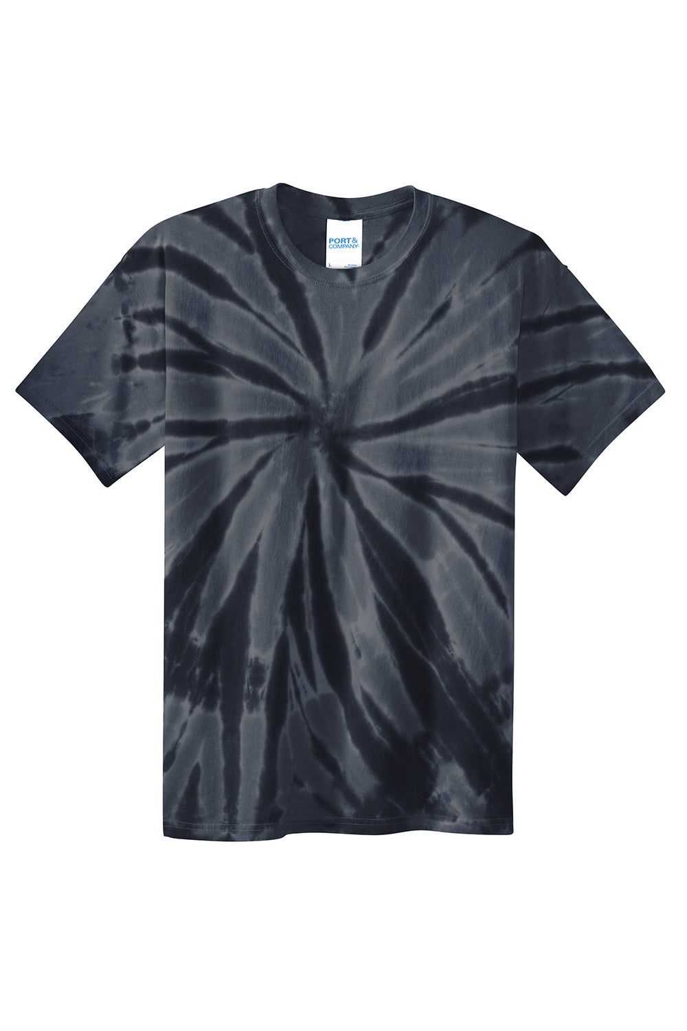 Port & Company PC147Y Youth Tie-Dye Short Sleeve Crewneck T-Shirt Black Flat Front