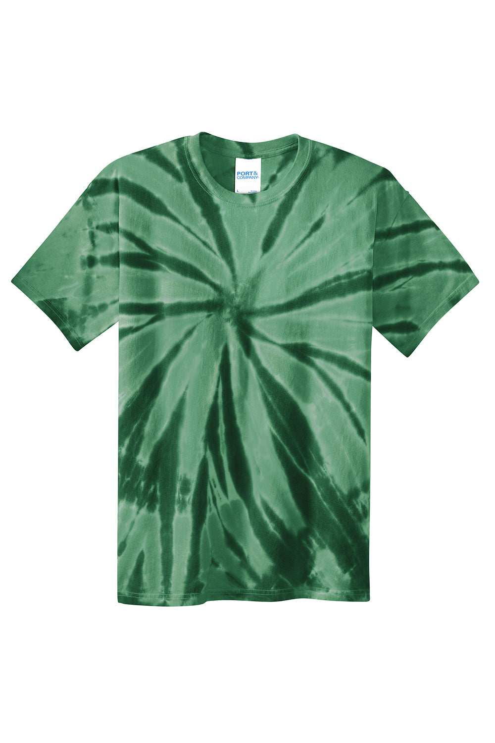 Port & Company PC147Y Youth Tie-Dye Short Sleeve Crewneck T-Shirt Forest Green Flat Front