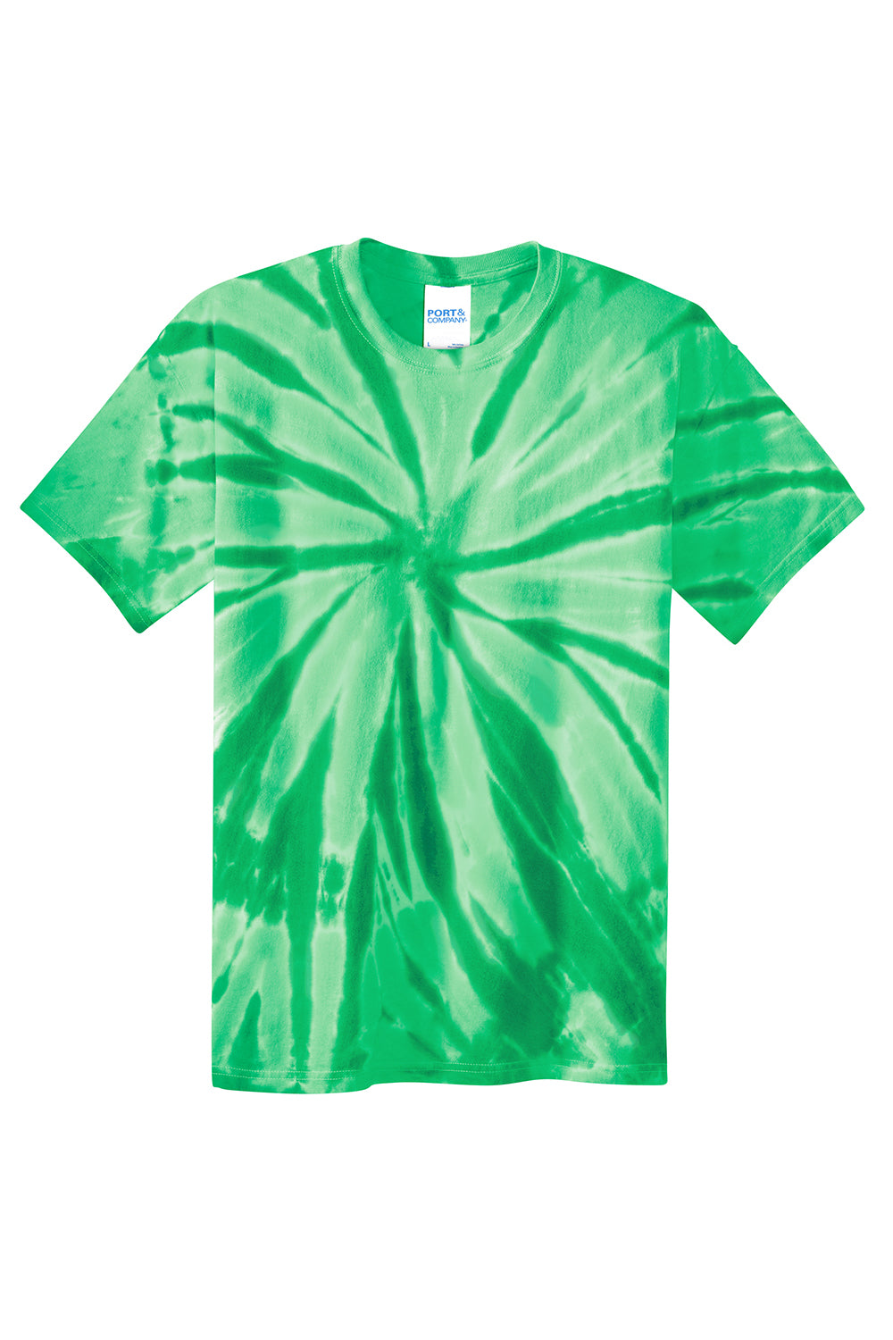 Port & Company PC147Y Youth Tie-Dye Short Sleeve Crewneck T-Shirt Kelly Green Flat Front