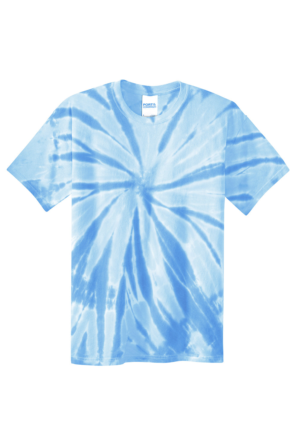 Port & Company PC147Y Youth Tie-Dye Short Sleeve Crewneck T-Shirt Light Blue Flat Front