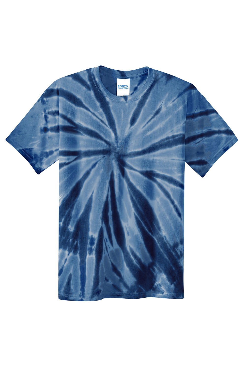 Port & Company PC147Y Youth Tie-Dye Short Sleeve Crewneck T-Shirt Navy Blue Flat Front