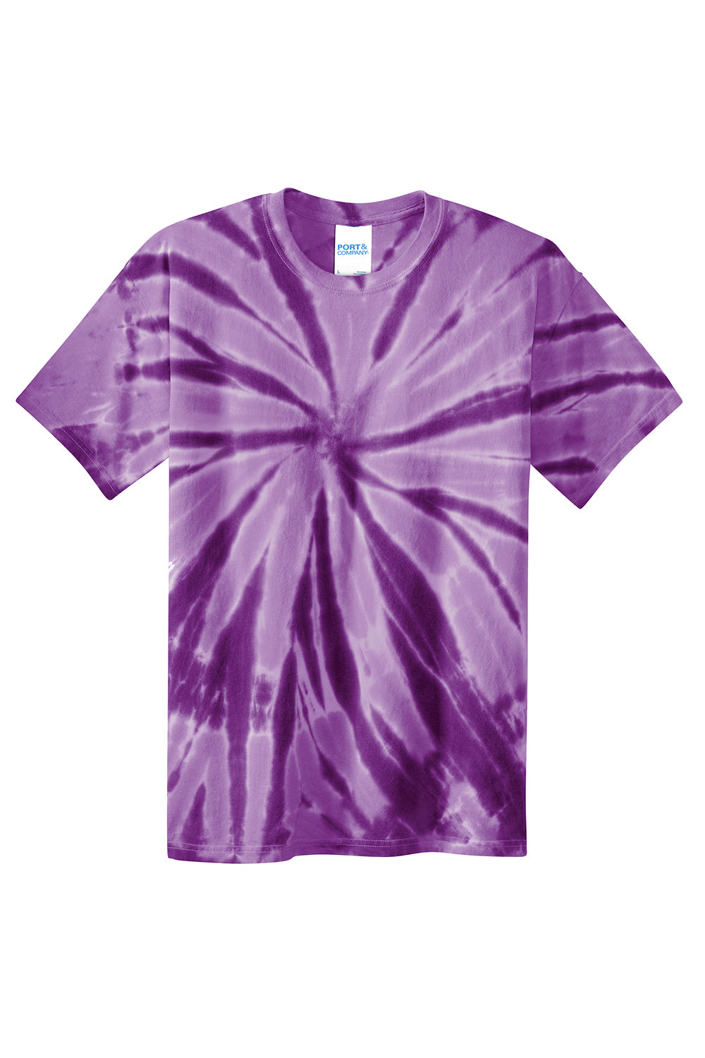 Port & Company PC147Y Youth Tie-Dye Short Sleeve Crewneck T-Shirt Purple Flat Front