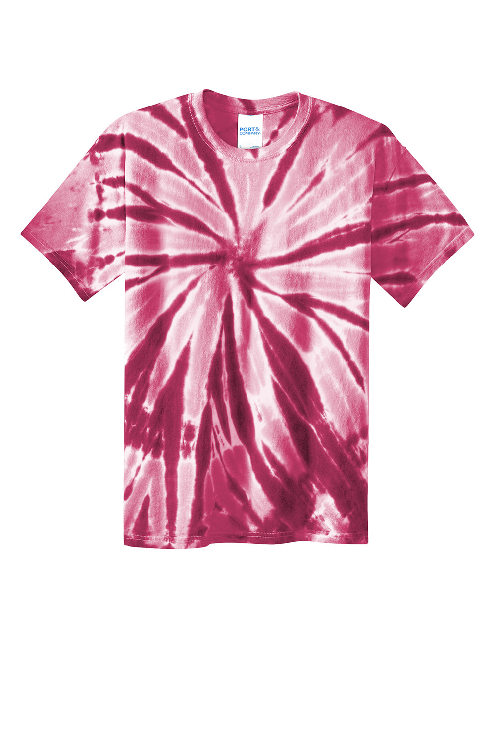 Port & Company PC147Y Youth Tie-Dye Short Sleeve Crewneck T-Shirt Maroon Flat Front