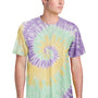 Port & Company Mens Tie-Dye Short Sleeve Crewneck T-Shirt - Mint Rainbow - NEW