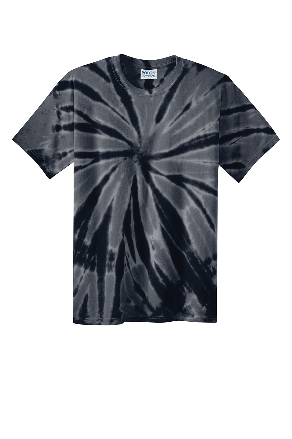 Port & Company PC147 Mens Tie-Dye Short Sleeve Crewneck T-Shirt Black Flat Front