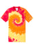 Port & Company PC147 Mens Tie-Dye Short Sleeve Crewneck T-Shirt Blaze Rainbow Flat Front