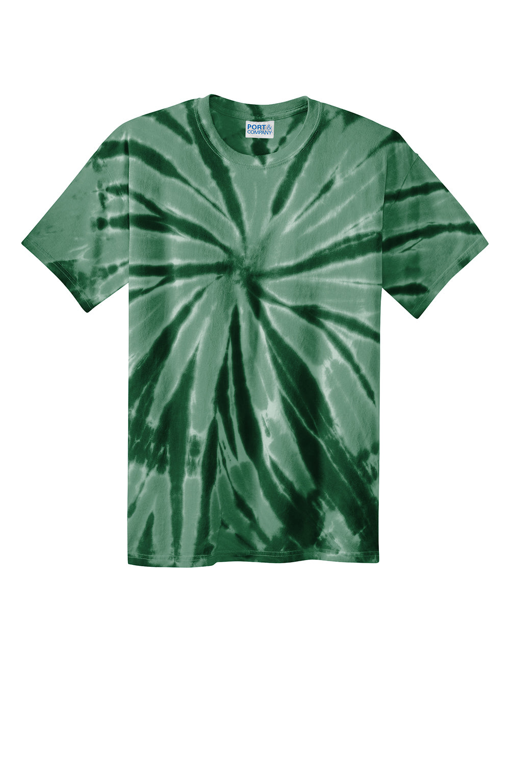 Port & Company PC147 Mens Tie-Dye Short Sleeve Crewneck T-Shirt Forest Green Flat Front