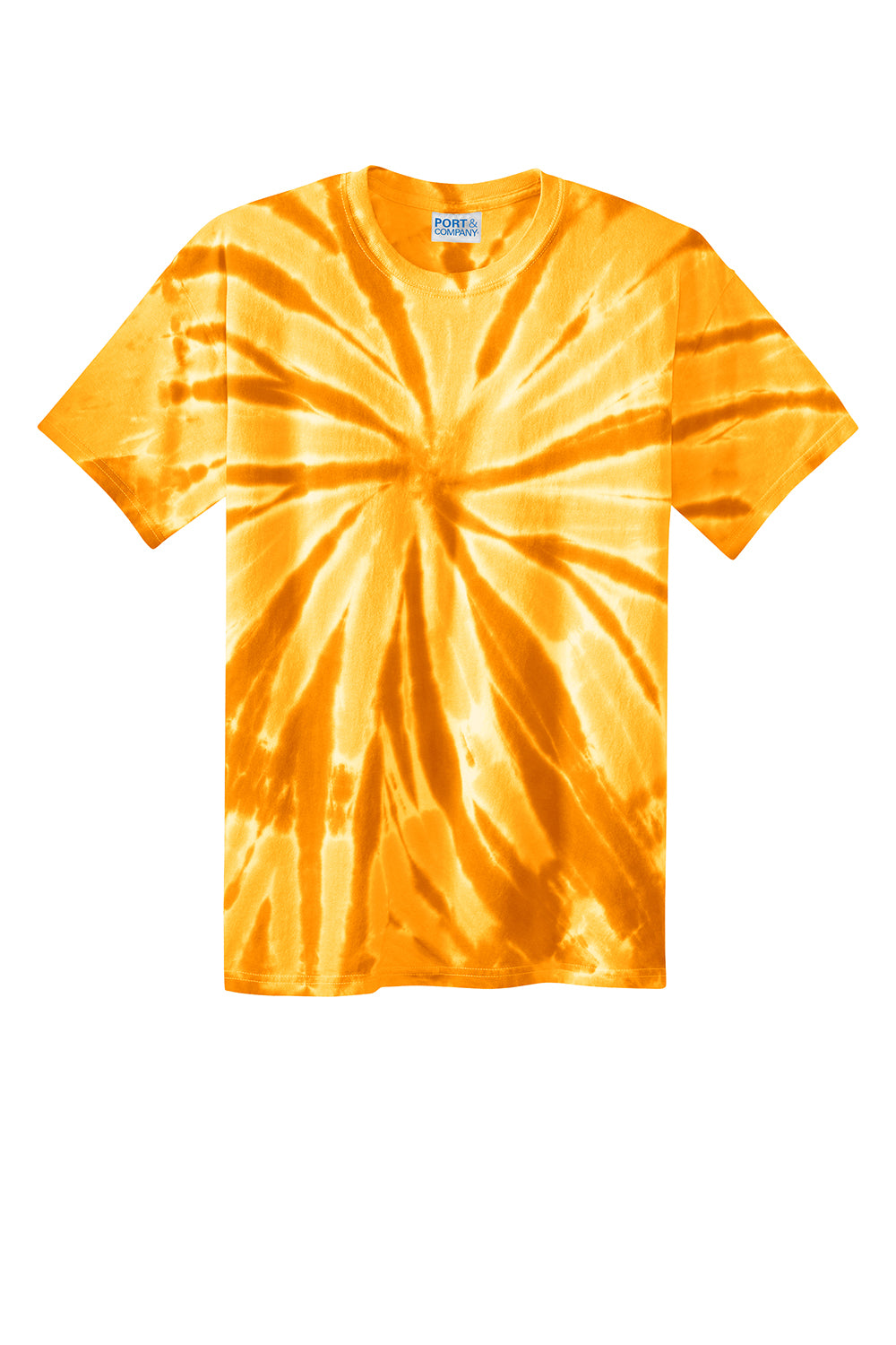 Port & Company PC147 Mens Tie-Dye Short Sleeve Crewneck T-Shirt Gold Flat Front