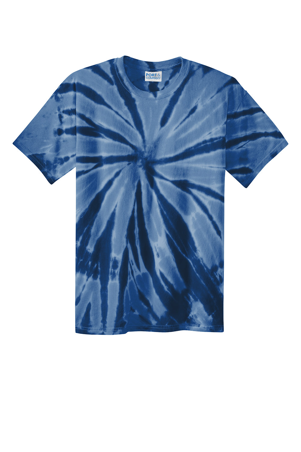 Port & Company PC147 Mens Tie-Dye Short Sleeve Crewneck T-Shirt Navy Blue Flat Front