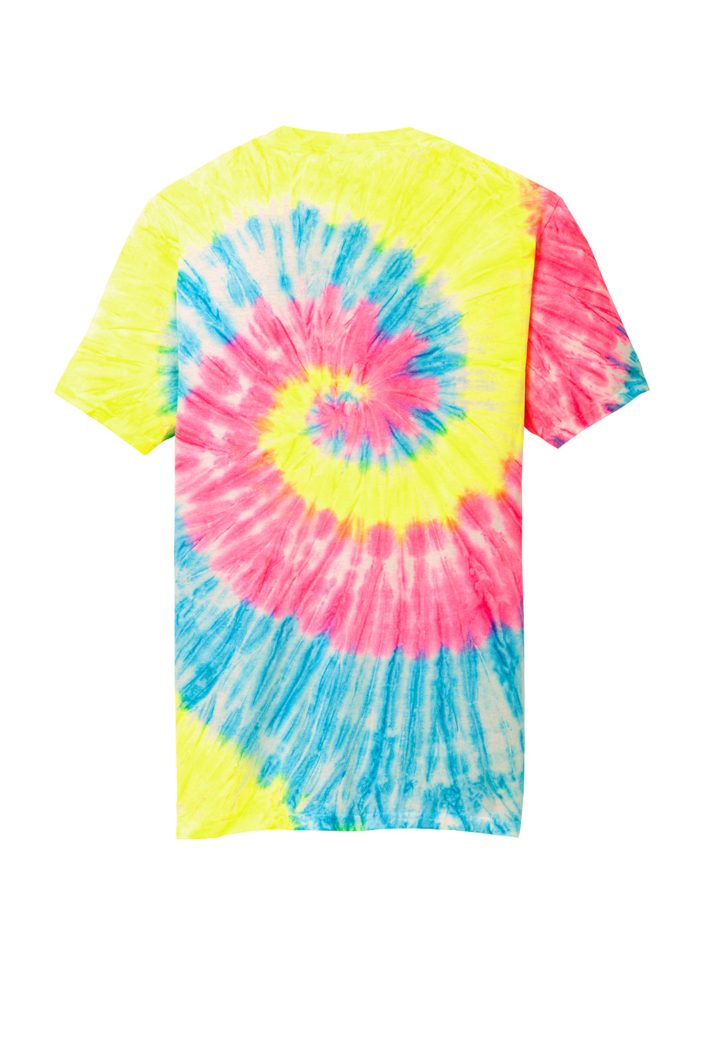 Port & Company PC147 Mens Tie-Dye Short Sleeve Crewneck T-Shirt Neon Rainbow Flat Back