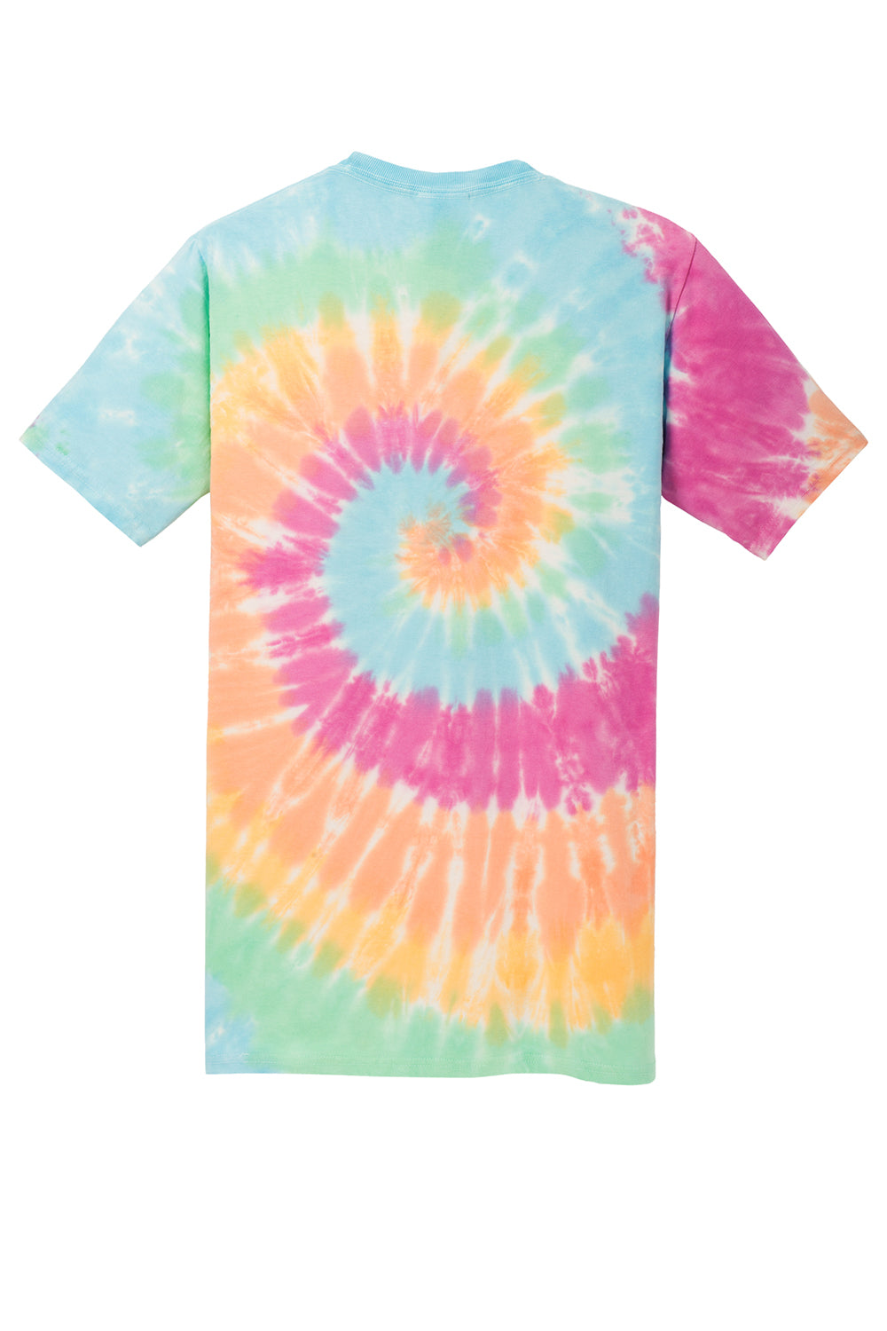 Port & Company PC147 Mens Tie-Dye Short Sleeve Crewneck T-Shirt Pastel Rainbow Flat Back