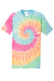 Port & Company PC147 Mens Tie-Dye Short Sleeve Crewneck T-Shirt Pastel Rainbow Flat Front