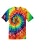 Port & Company PC147 Mens Tie-Dye Short Sleeve Crewneck T-Shirt Rainbow Flat Front