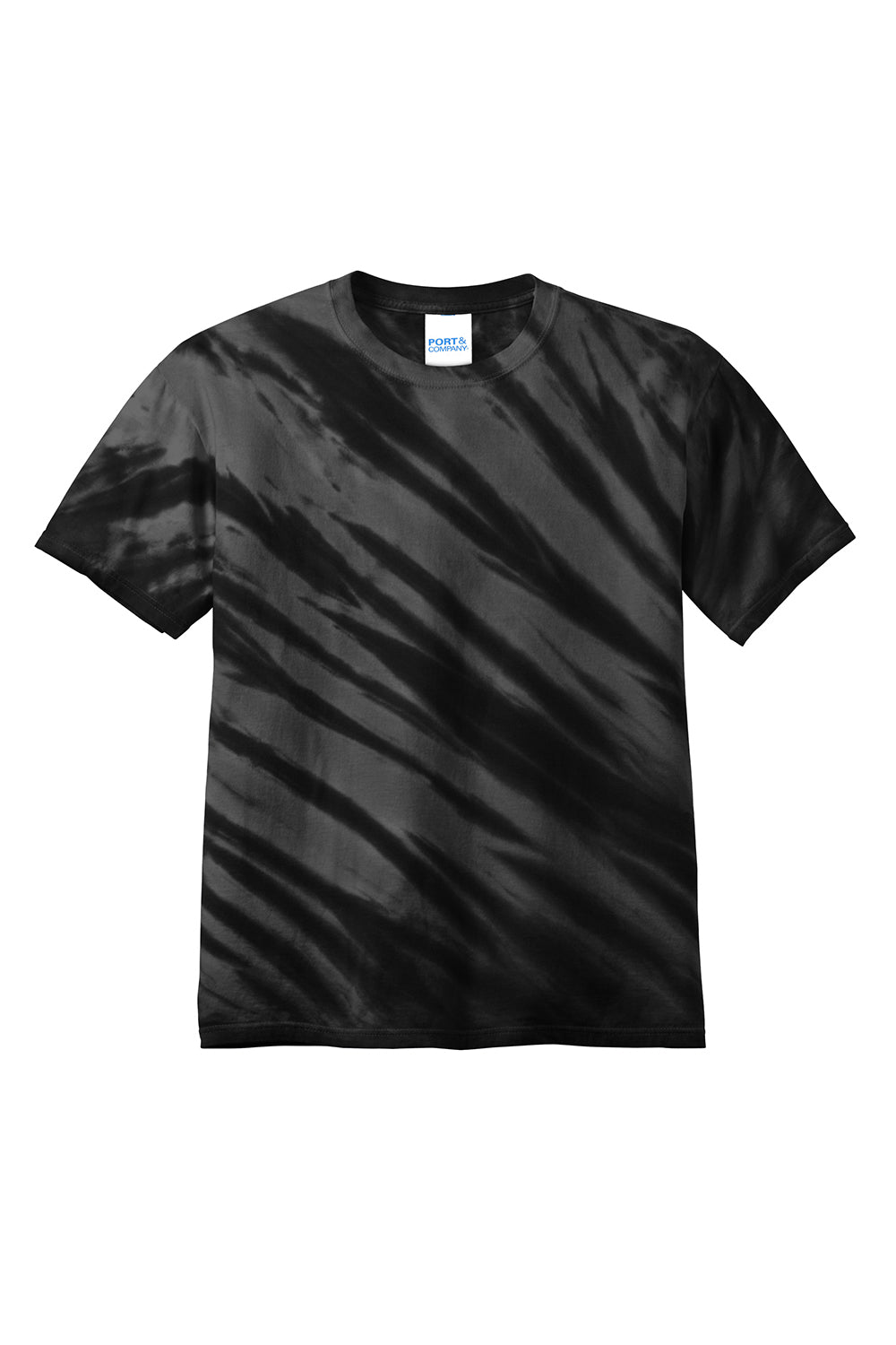 Port & Company PC148 Mens Tie-Dye Short Sleeve Crewneck T-Shirt Black Flat Front