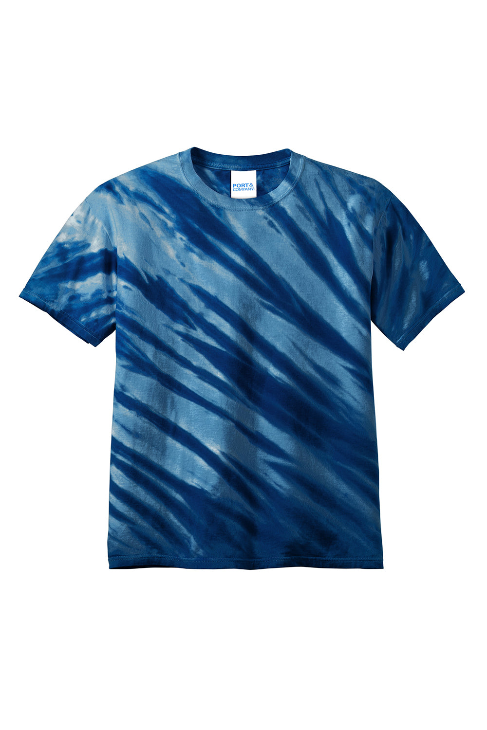 Port & Company PC148 Mens Tie-Dye Short Sleeve Crewneck T-Shirt Navy Blue Flat Front