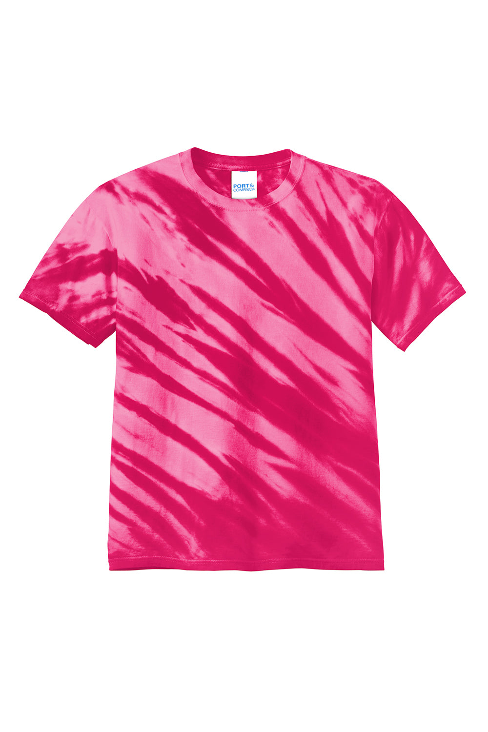 Port & Company PC148 Mens Tie-Dye Short Sleeve Crewneck T-Shirt Pink Flat Front