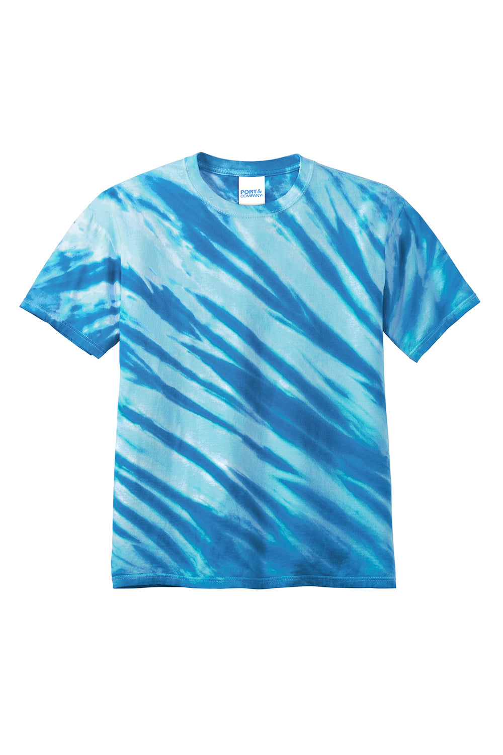 Port & Company PC148 Mens Tie-Dye Short Sleeve Crewneck T-Shirt Royal Blue Flat Front