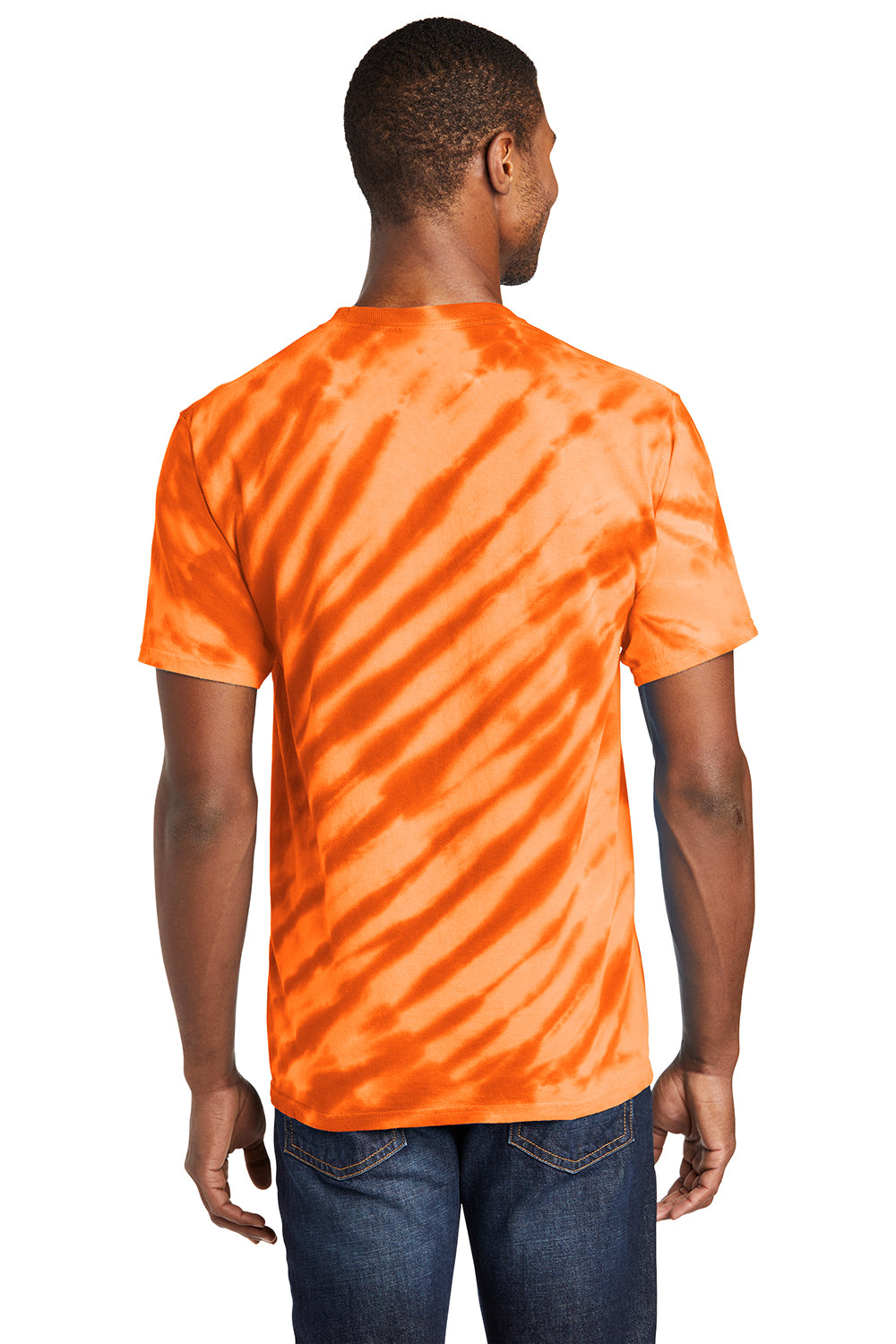 Port & Company PC148 Mens Tie-Dye Short Sleeve Crewneck T-Shirt Orange Model Back