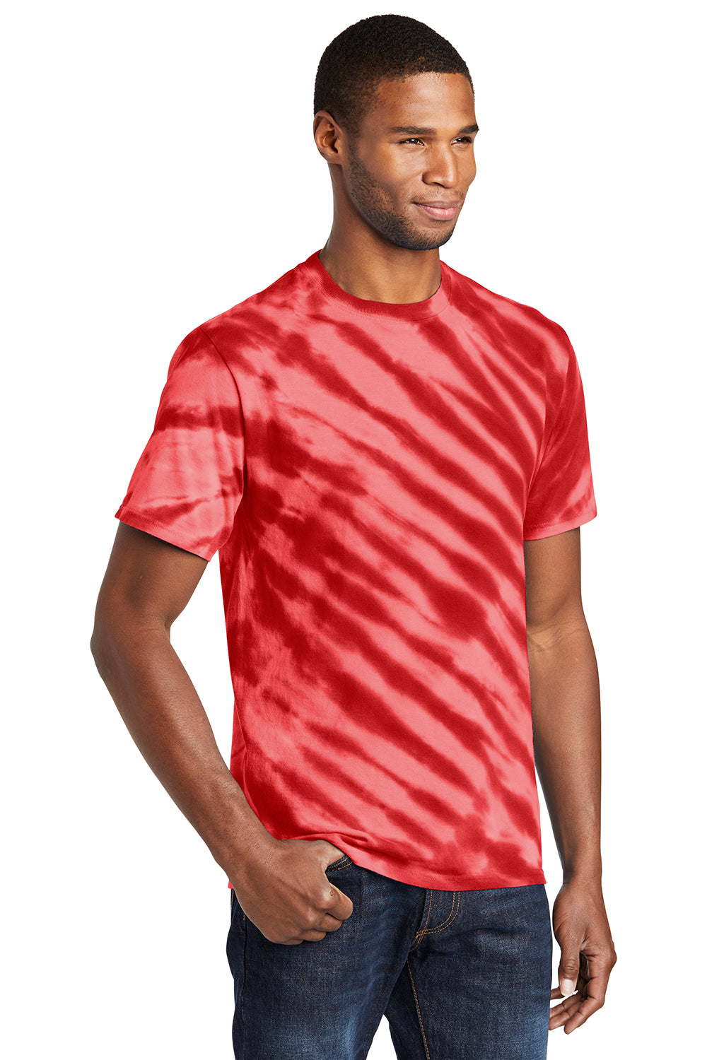 Port & Company PC148 Mens Tie-Dye Short Sleeve Crewneck T-Shirt Red Model 3q