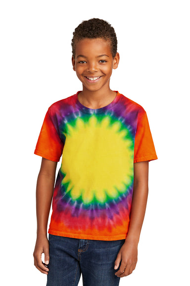 Port & Company PC149Y Youth Tie-Dye Short Sleeve Crewneck T-Shirt Rainbow Model Front