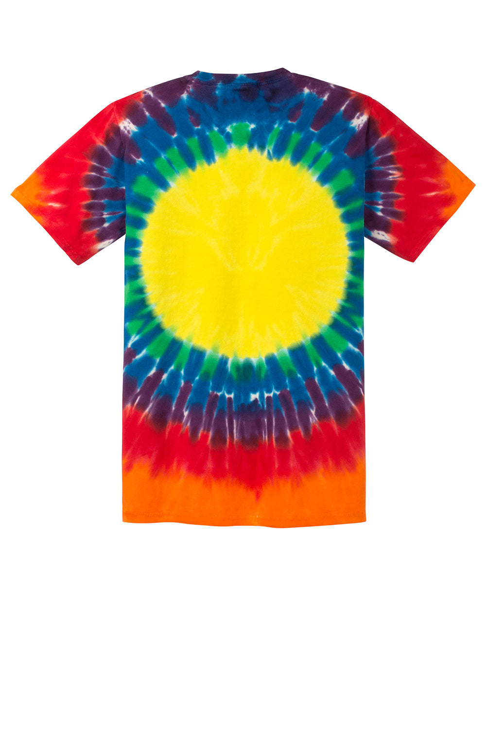 Port & Company PC149 Mens Tie-Dye Short Sleeve Crewneck T-Shirt Rainbow Flat Back