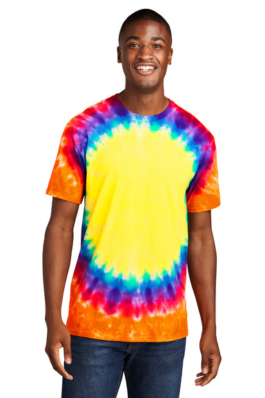 Port & Company PC149 Mens Tie-Dye Short Sleeve Crewneck T-Shirt Rainbow Model Front