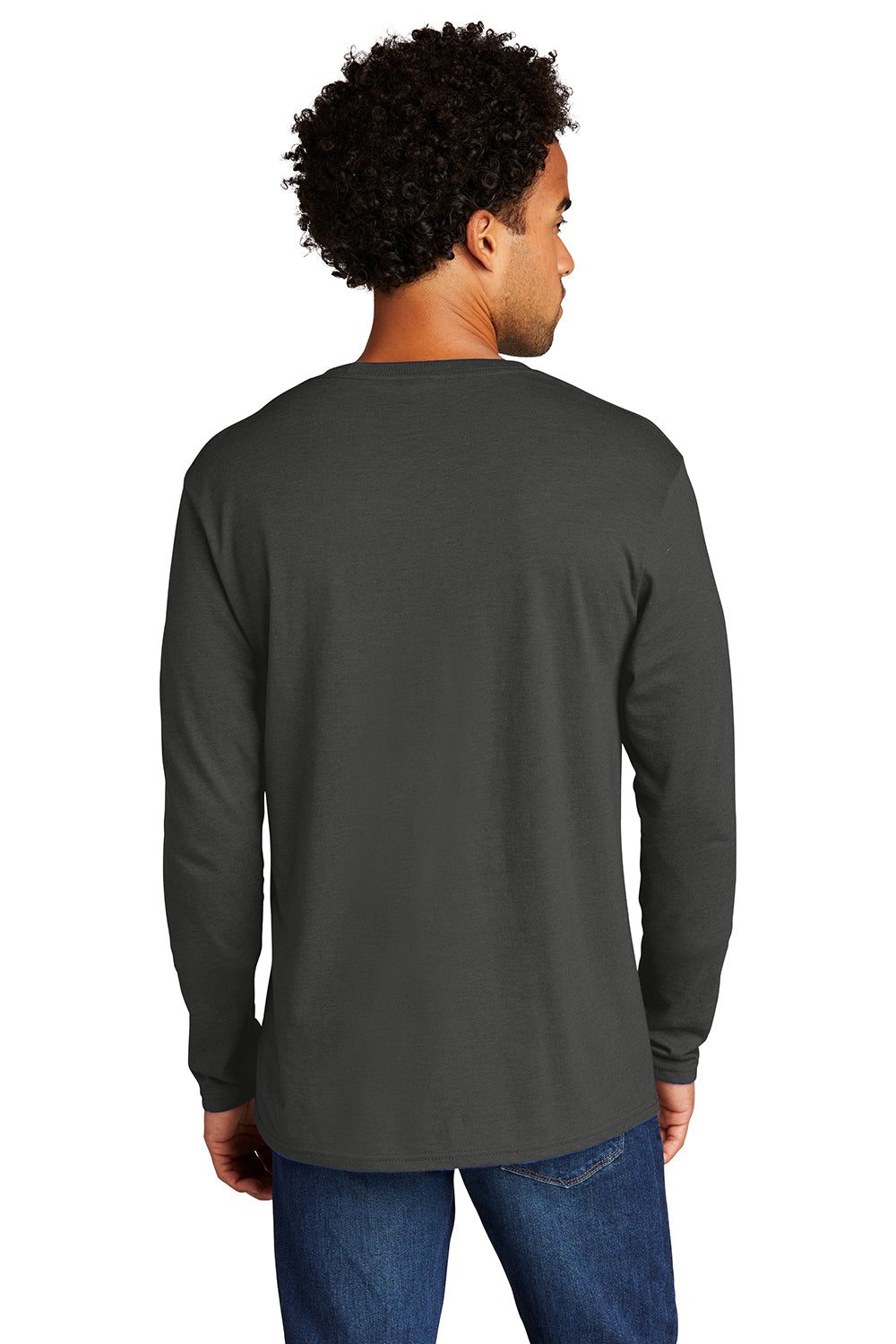 Port & Company PC330LS Mens Long Sleeve Crewneck T-Shirt Coal Grey Model Back