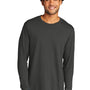 Port & Company Mens Long Sleeve Crewneck T-Shirt - Coal Grey - NEW