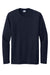 Port & Company PC330LS Mens Long Sleeve Crewneck T-Shirt Deep Navy Blue Flat Front