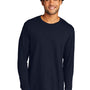 Port & Company Mens Long Sleeve Crewneck T-Shirt - Deep Navy Blue - NEW