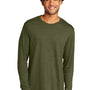 Port & Company Mens Long Sleeve Crewneck T-Shirt - Heather Military Green - NEW