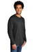 Port & Company PC330LS Mens Long Sleeve Crewneck T-Shirt Heather Black Model 3q