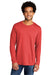 Port & Company PC330LS Mens Long Sleeve Crewneck T-Shirt Heather Bright Red Model Front