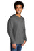 Port & Company PC330LS Mens Long Sleeve Crewneck T-Shirt Heather Graphite Grey Model 3q