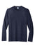 Port & Company PC330LS Mens Long Sleeve Crewneck T-Shirt Heather Team Navy Blue Flat Front