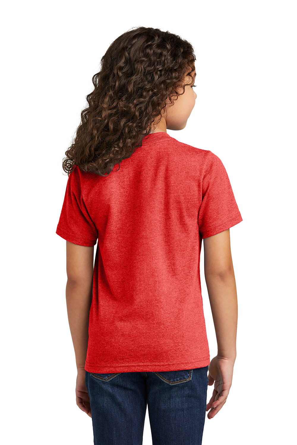 Port & Company PC330Y Youth Short Sleeve Crewneck T-Shirt Heather Bright Red Model Back