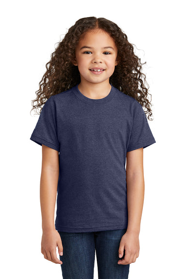 Port & Company PC330Y Youth Short Sleeve Crewneck T-Shirt Heather Team Navy Blue Model Front