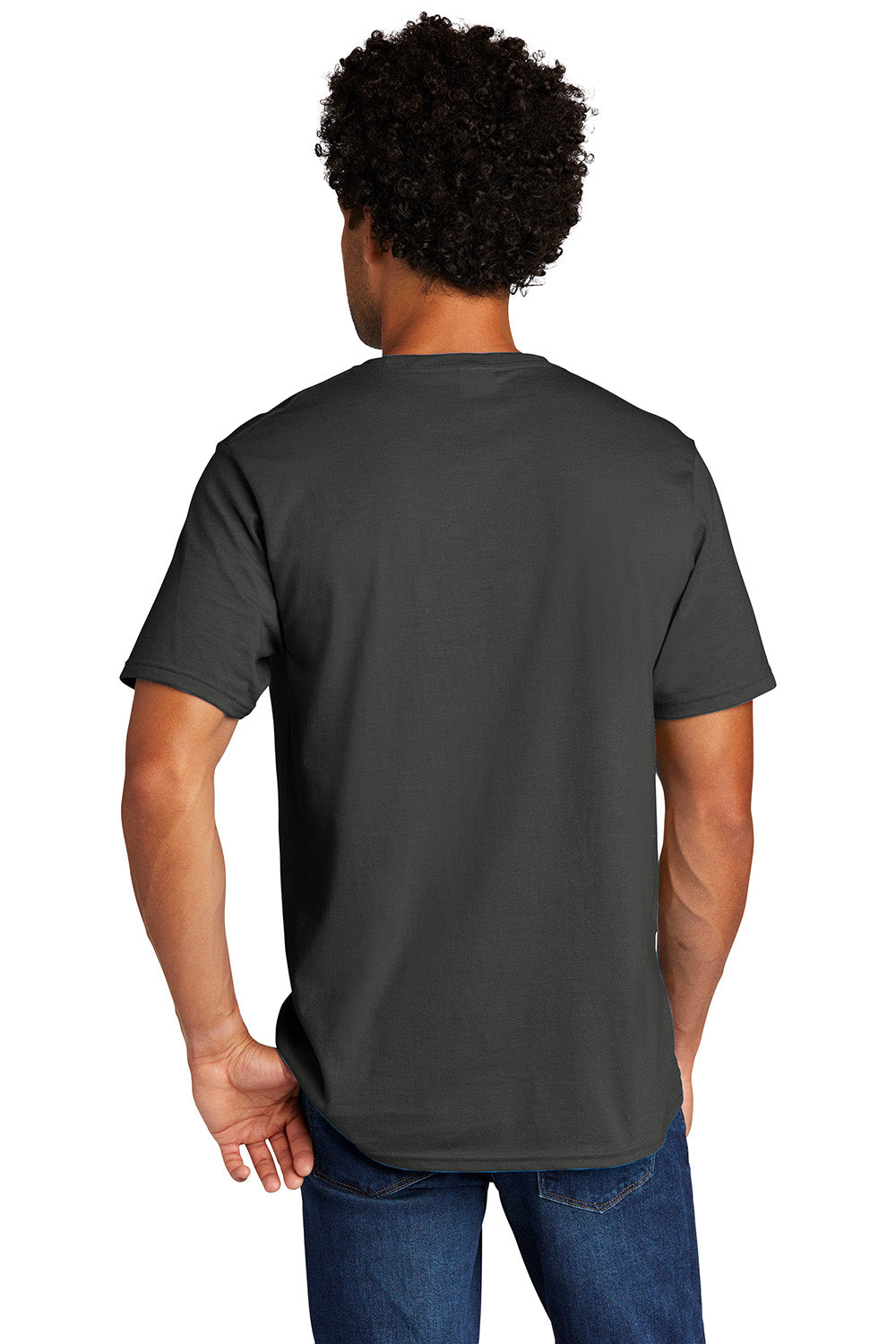 Port & Company PC330 Mens Short Sleeve Crewneck T-Shirt Coal Grey Model Back