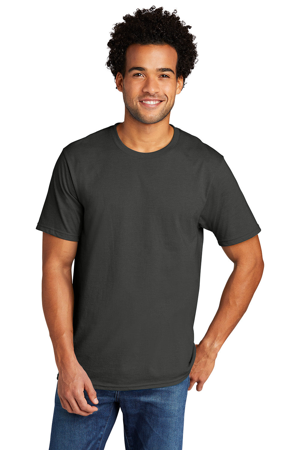 Port & Company PC330 Mens Short Sleeve Crewneck T-Shirt Coal Grey Model Front