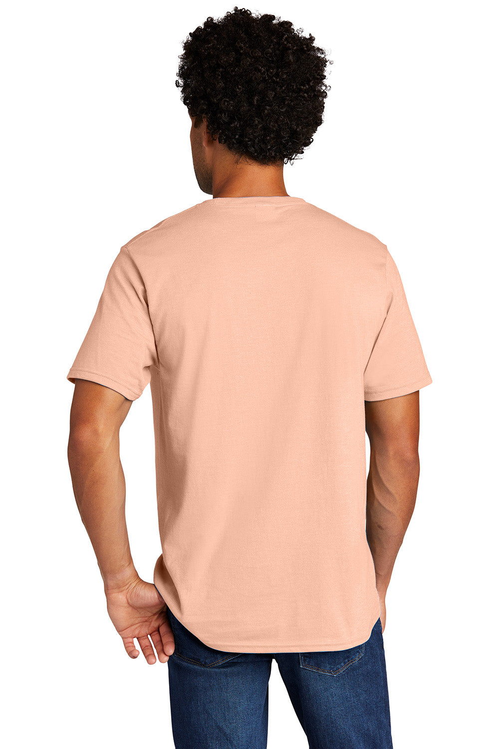 Port & Company PC330 Mens Short Sleeve Crewneck T-Shirt Heather Dusty Peach Model Back