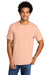 Port & Company PC330 Mens Short Sleeve Crewneck T-Shirt Heather Dusty Peach Model Front