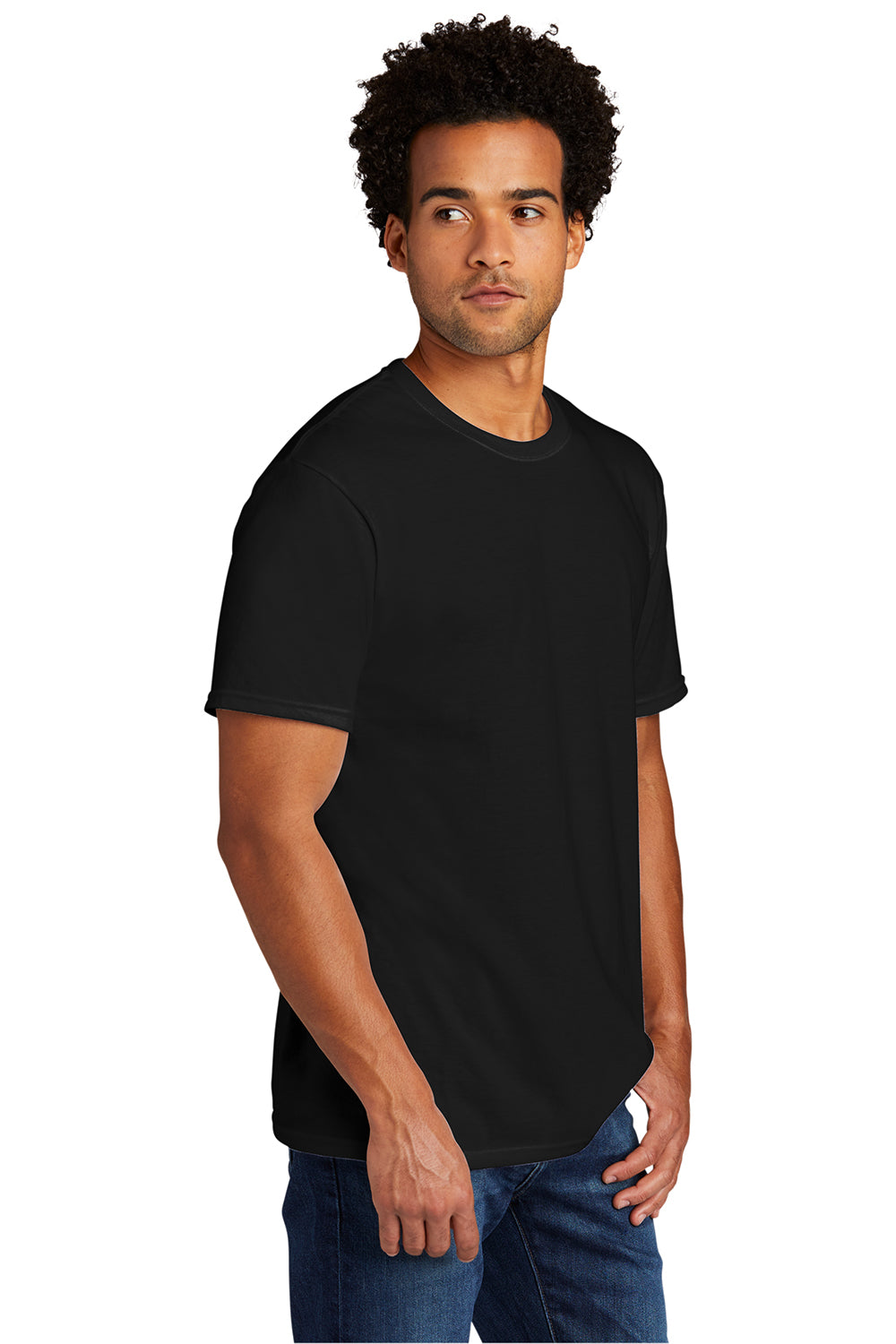 Port & Company PC330 Mens Short Sleeve Crewneck T-Shirt Black Model 3q