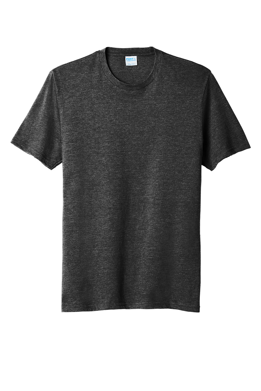 Port & Company PC330 Mens Short Sleeve Crewneck T-Shirt Heather Black Flat Front