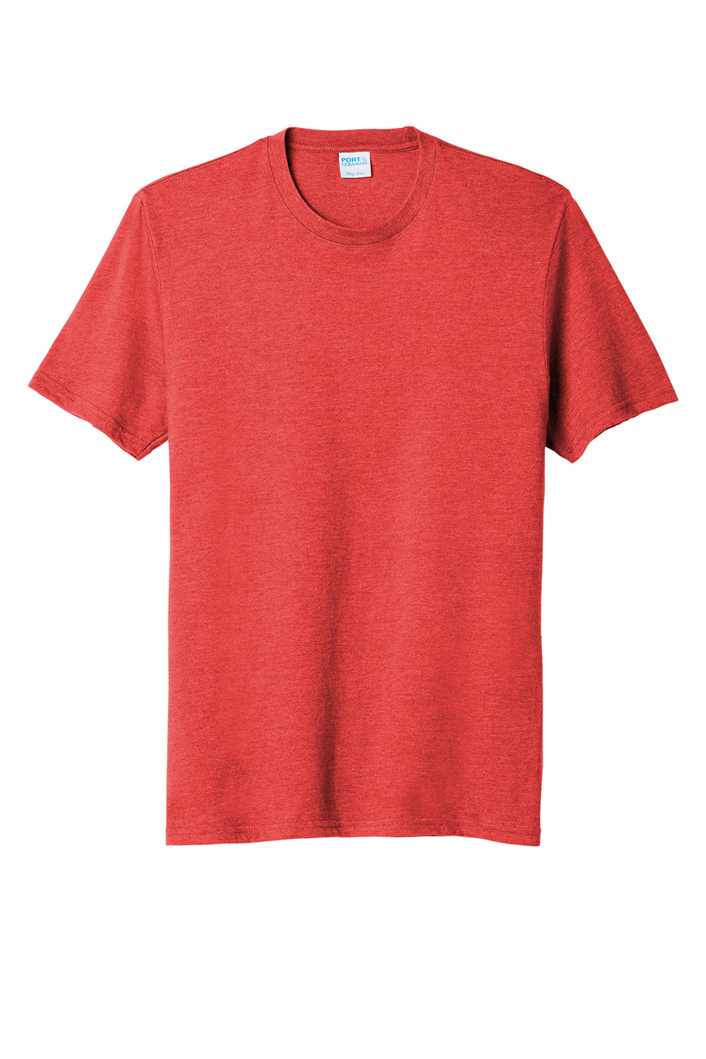 Port & Company PC330 Mens Short Sleeve Crewneck T-Shirt Heather Bright Red Flat Front