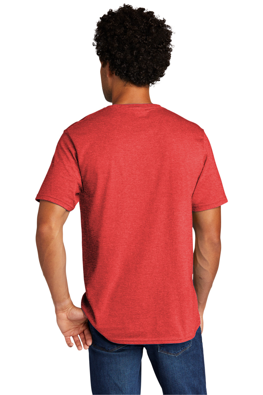 Port & Company PC330 Mens Short Sleeve Crewneck T-Shirt Heather Bright Red Model Back