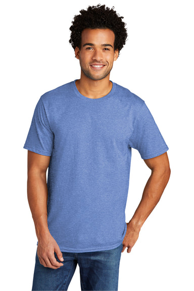 Port & Company PC330 Mens Short Sleeve Crewneck T-Shirt Heather Carolina Blue Model Front